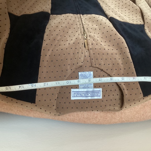 Vintage Brown Black zipper front color block Jessica Howard Jacket 6 Petite - Picture 6 of 13